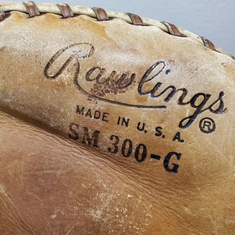 Vintage Rawlings Padded Leather L/H Catchers Mitt Glove Hinged Pad SM 300-G READ